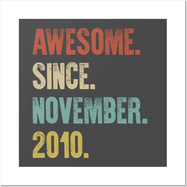 Retro Vintage 10th Birthday Awesome Since November 2010 Wall Art by DutchTees